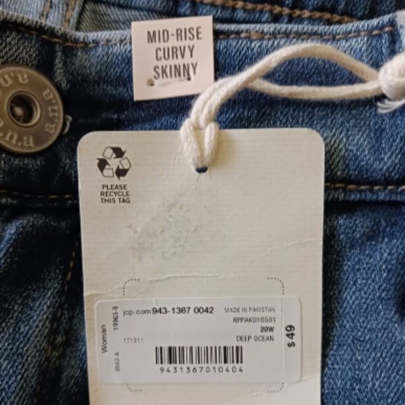 ANA A New Approach Jeans Mid Rise Curvy Skinny Size 20W Inseam 29” Soft stretch - Picture 6 of 7